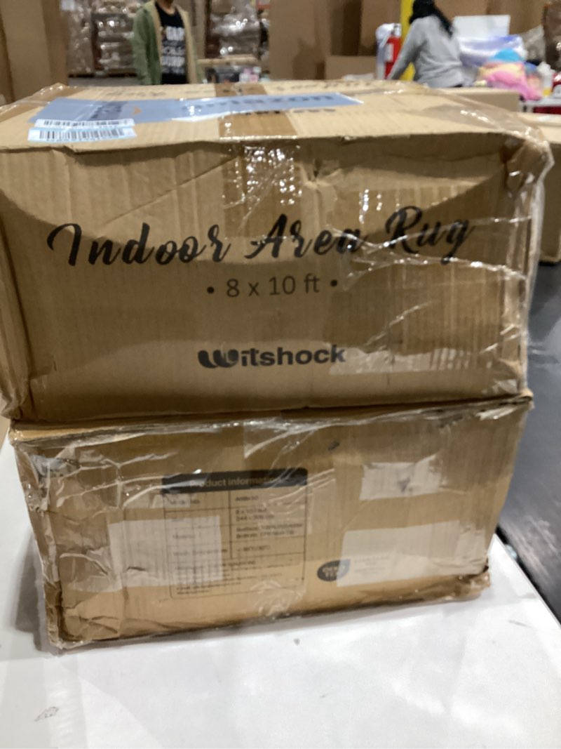 Condition photo showing New/Like New for WITSHOCK 8x10 Area Rugs for Living Room: Machine Washable - Non Slip Modern Abstract Rug for Bedroom Dining Room - Stain Resistant for Household - Pet Owners (Blue) 8' x 10' (Rectangular) Blue/Cream White/Light Ivory