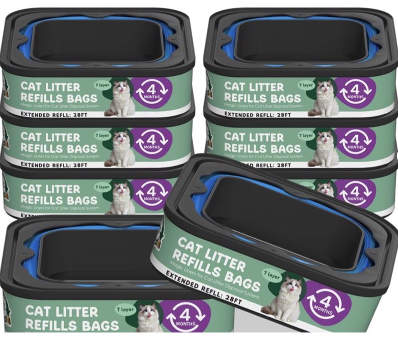 Jumbo Cat Litter Refill Bags Cartridge 28FT 8 Pack, Compatible with Litter Cat Genie Standard, Plus,