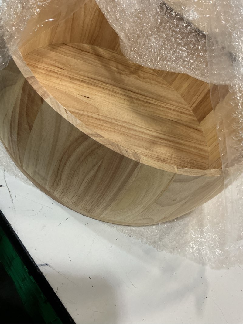 Condition photo showing Good Condition for 15 x 5 inch exra large wood salad bowl wide large wood bowl for mixing salad cut fruits pasta snacks food dishes restaurant kitchen countertop decorative handcrafted home wedding party