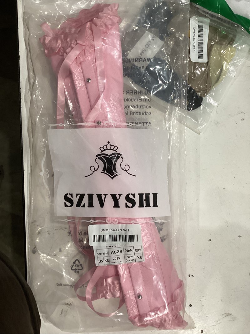 Condition photo showing Good Condition for szivyshi corset tops for women, bustier shapewear lingerie, lace waist push up bodysuit x-small powder pink