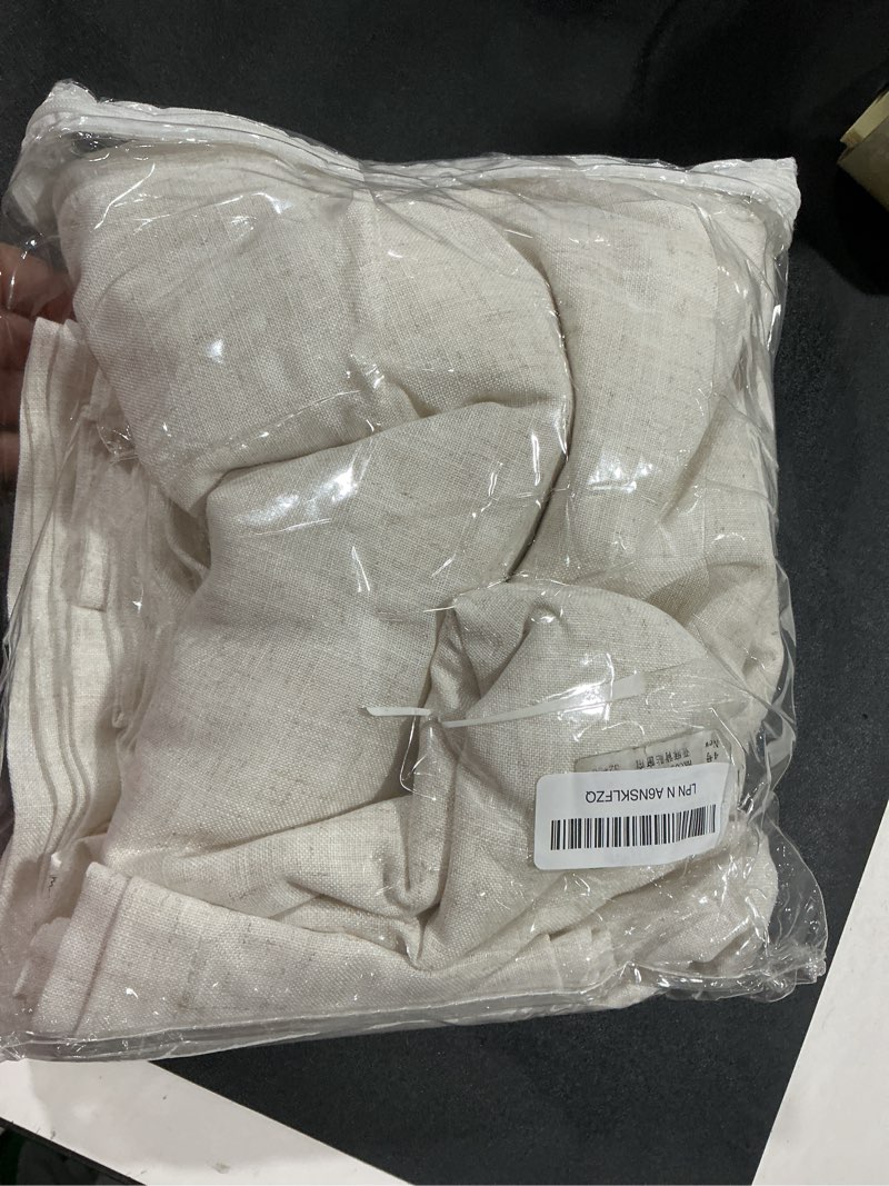 Condition photo showing Good Condition for Cream Natural Linen Curtains 90 Inch Length 2 Panels Set for Living Room Rod Pocket Back Tab Pleated Window Curtain Drapes Neutral Rustic Farmhouse Decor Ivory Dining Room Curtain 90 inches Long 52"W x 90"L (Pack of 2) Natural