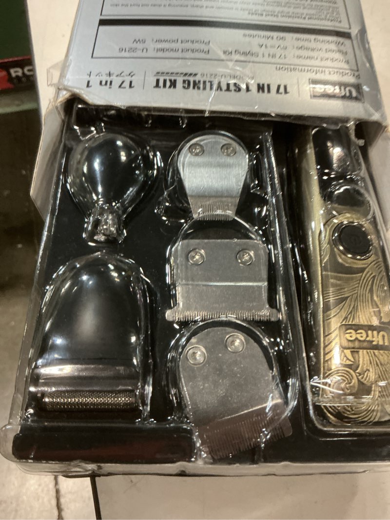 Condition photo showing New/Like New for Ufree Gifts for Men, Beard Trimmer with Charging Stand, IPX7 Waterproof Electric Razor Shavers for Men, Clippers for Hair Cutting, Mens Grooming Kit for Mustache Nose Facial Body Gold