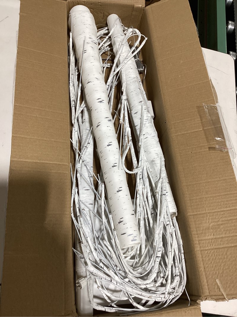 Condition photo showing As Is for 7ft lighted birch tree with 170 led warm white and multicolor lights, 8 modes, timer remote faux prelit twig christmas tree with lights for indoor outdoor xmas holiday party decoration 7ft 1pack