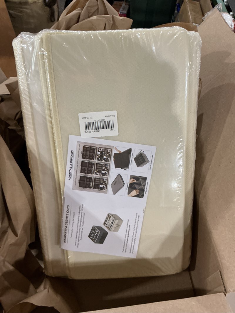 Condition photo showing New/Like New for Shoe Organizer for Closet,2Pack Fabric Shoe Storage Box with Clear Lid and Mesh Pockets, Shoe Storage Bins with Adjustable Dividers Space Saving Design Fits 16-32 Pairs,Beige