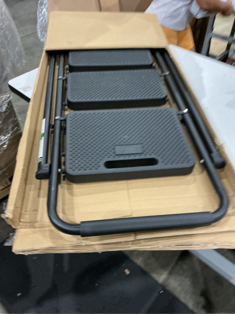 Condition photo showing Good Condition for step ladder, portable steel folding step stool with wide anti-slip pedal & convenient handgrip, sturdy steel ladder, 3-step, black black 3-step