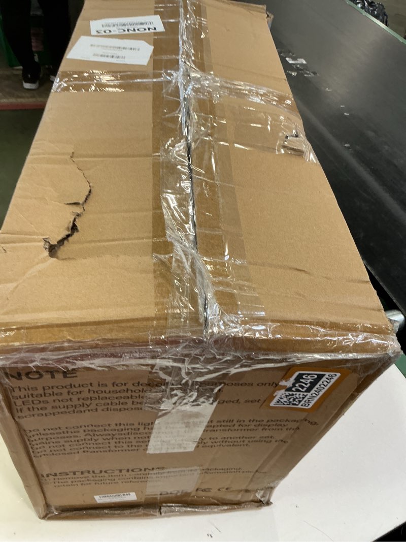 Condition photo showing Good Condition for Outdoor Yard Decoration Reindeer and Sleigh, 200 led Lighted White Christmas Reindeer Sleigh, Reindeer Sleigh Outdoor with Stakes and Zip Ties for Lawn, Xmas, Holiday, Garden Decor