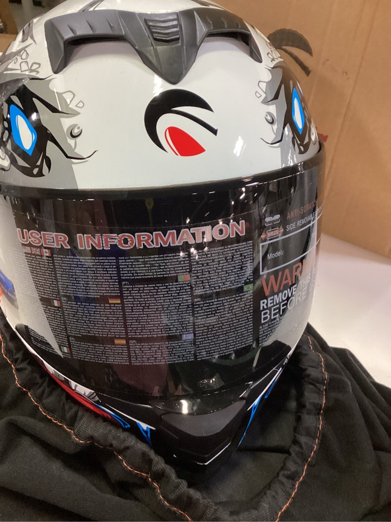 Condition photo showing Good Condition for unisex-adult full face motorcycle helmet dot approved motorbike moped street bike racing crash helmet with graphic black medium