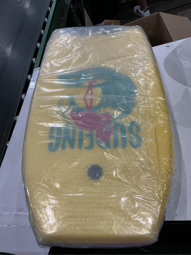 Condition photo showing Good Condition for 2 pcs body boards for beach, lightweight pe bodyboard surfboards with eps core, wrist leash, xpe deck and hdpe slick bottom for kids teens adults pool surfing 33'' tropical style