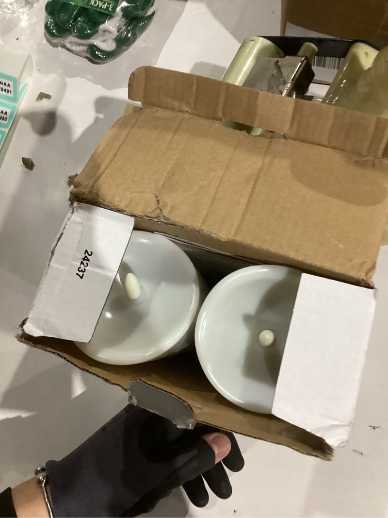 Condition photo showing Good Condition for Raycare 8"x3" Outdoor Waterproof Flameless Candles with Remote and Timer, Battery Operated LED Electric Fake Pillar Candle for Christmas Home Wedding Decor, Ivory White, Set of 2 D3"xH8"8"-Ivory White