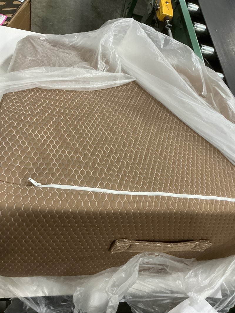 Condition photo showing As Is for Bedluxe Wedge Pillow, 10 inch Bed Wedge Pillow for Headboard, Pillow Wedge for Acid Reflux Relief, Sleeping, After Surgery, Snoring, Gerd, Triangle Pillow Wedge - Cooling Memory Foam Top, Coffee 24*24*10 Inch Coffee
