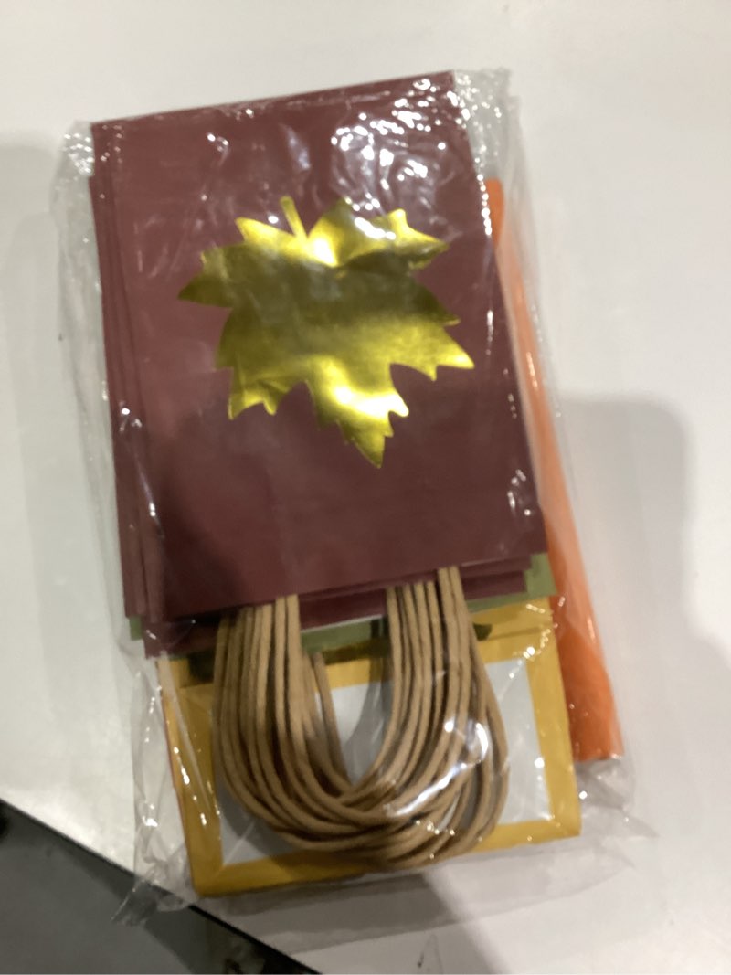 Condition photo showing New/Like New for bolsome 24pcs fall theme gift bags with tissue paper foil gold maple leaf kraft paper bags autumn goodietreat bags with handles for harvest holidays wedding birthday thanksgiving party supplies