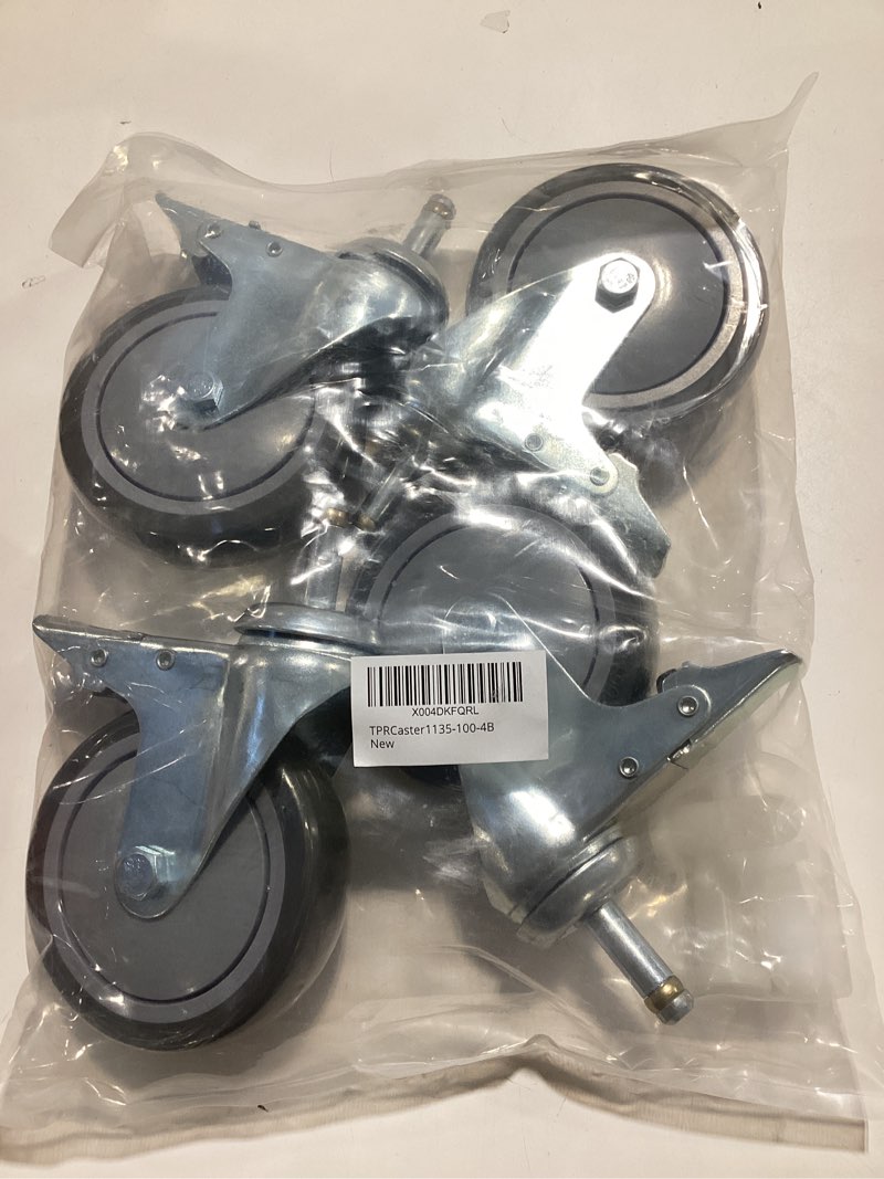 Condition photo showing New/Like New for MySit Stem Caster Wheels with Brake 4 inch Heavy Duty TPR Swivel Casters 7/16-lnch Stem Diameter Set of 4 for Rubbermaid Mop Bucket, Cart, Stool, Mop Bucket, Grill, Shop Vac 4Inch 800lbs Double brakes