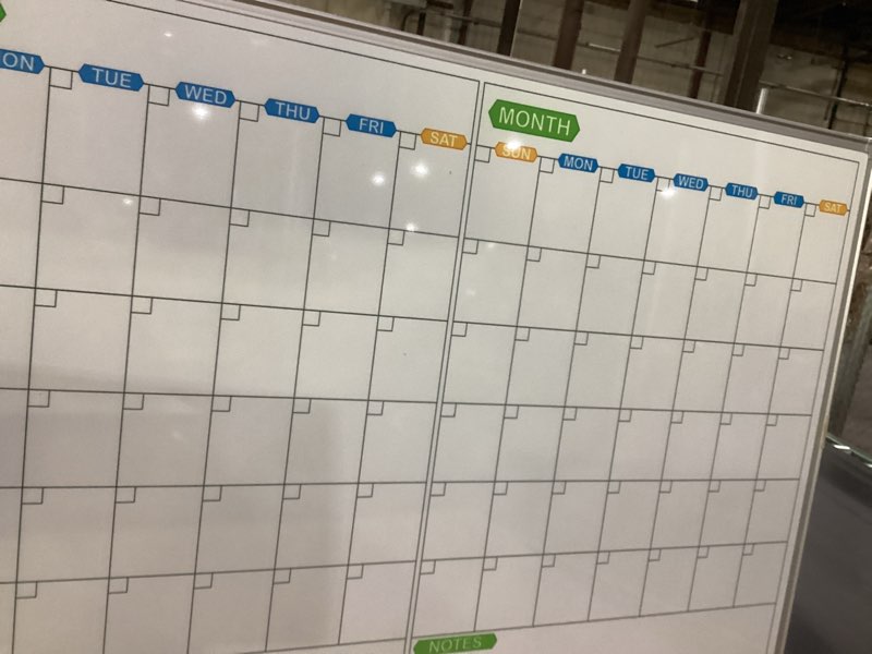 Condition photo showing New/Like New for JILoffice Magnetic Dry Erase Calendar Whiteboard, 2 Month White Board Planner 36 X 24 Inch, Silver Aluminum Frame Wall Mounted Board for Office Home and School