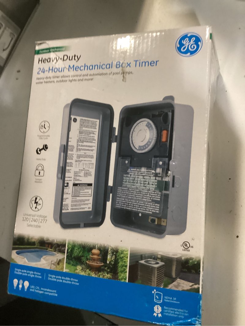 Condition photo showing New/Like New for GE 24-hour Mechanical Pool Timer Switch, 2HP 40A Load Capacity Pool Pump Timer, Outdoor NEMA 3R-Rated Box , Universal Voltage Replacement, Water Heater , Tamper Resistant, 46536 2HP Mechanical - 24 Hour