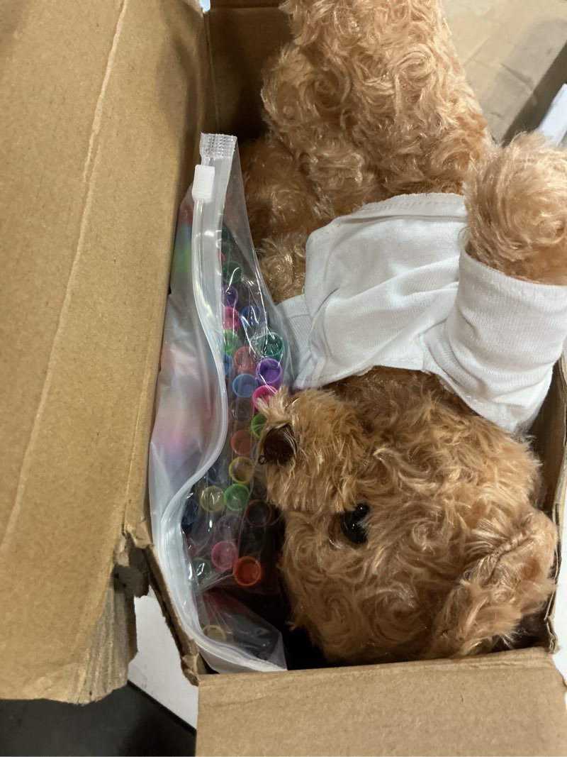 Condition photo showing New/Like New for blueweenly 20 pcs 5 set graduation make your own stuffed animal teddy bear kit including 5 9.84 inches velvet animal with t shirts and markers for graduates diy craft gift(brown,bear) brown bear