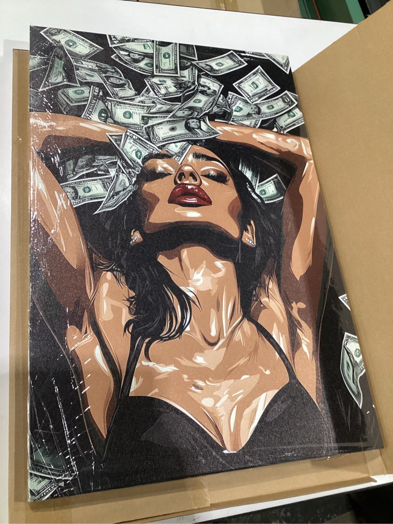 Condition photo showing New/Like New for Framed Beige Abstract Canvas Wall Art Bohemian Polka Dot Pattern Neutral Minimalist Painting Poster Artwork Print Office Living Room Bedroom Decor 12x16 Inch Ready to Hang Abstract polka dots 12x16in