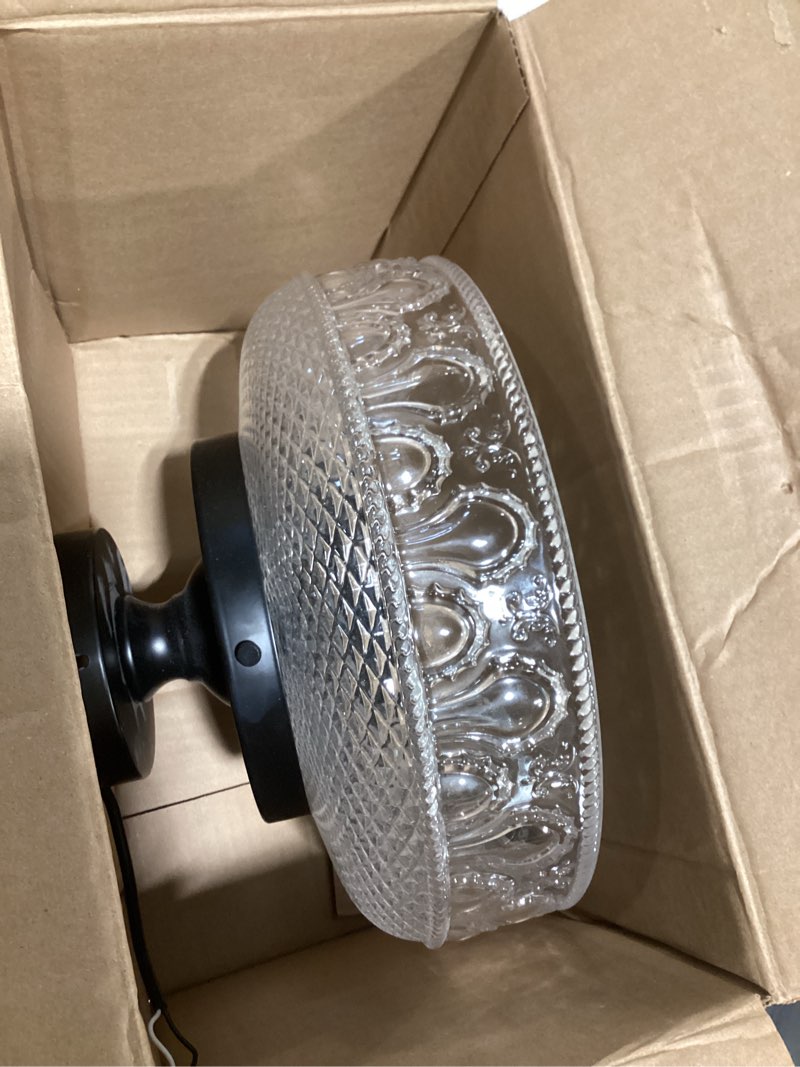 Condition photo showing As Is for lamomo semi flush mount ceiling light, upgraded larger 12 inch black hallway light fixture, 3 light globe glass close to ceiling light, indoor hanging light for bedroom kitchen porch hallway