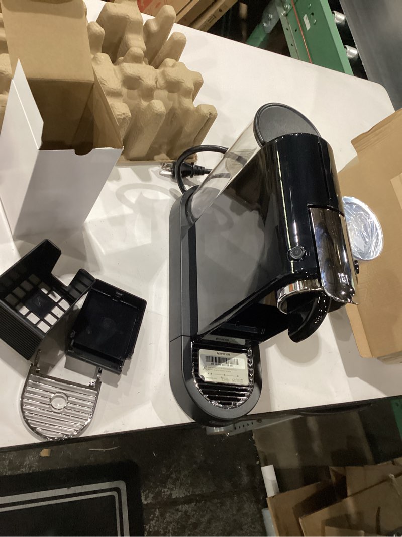 Condition photo showing New/Like New for *not tested*  nespresso citiz coffee and espresso machine by de'longhi with milk frother, black, 9.3 x 14.6 x 10.9 inches machine + frother black