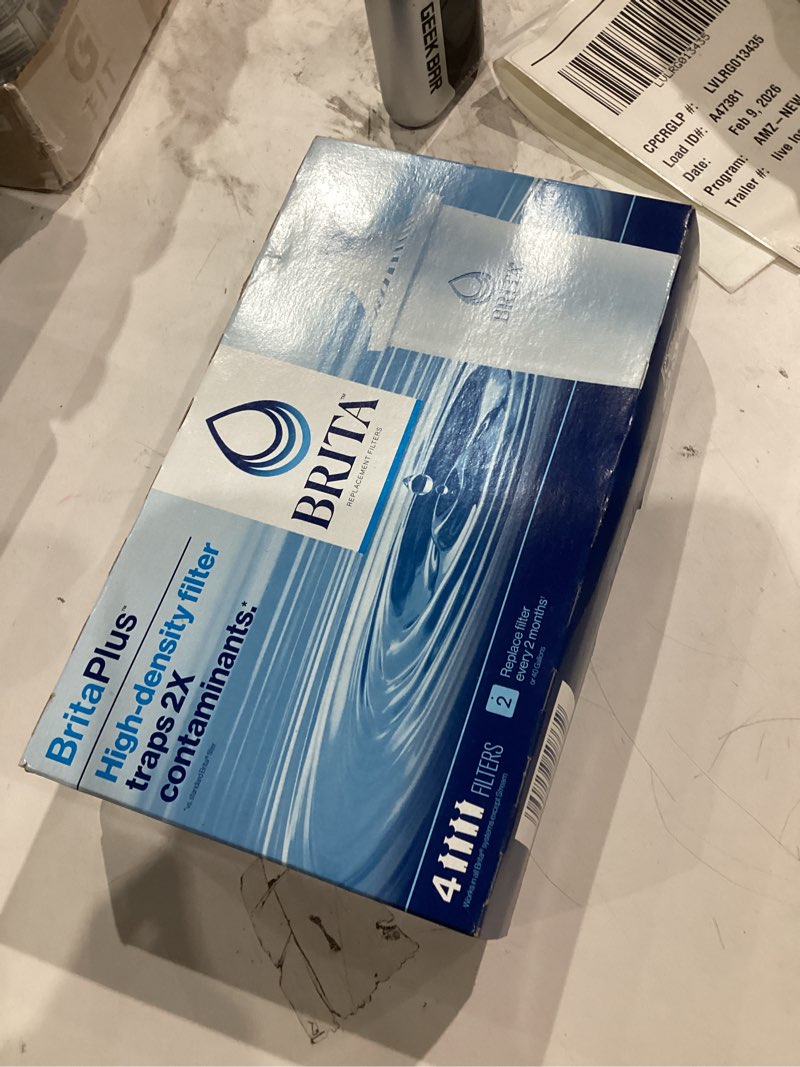 Condition photo showing New/Like New for Brita Plus Water Filter, BPA-Free, High-Density Replacement Filter for Pitchers and Dispensers, Reduces 2x Contaminants*, Lasts Two Months or 40 Gallons, Includes 4 Filters