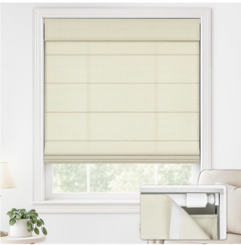 LazBlinds No Drill Roman Shades for Windows, Cordless Light Filtering Window Shades with UV Protecti