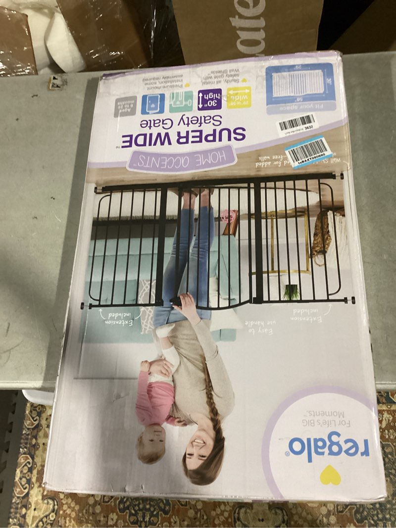 Condition photo showing Good Condition for Regalo 58-Inch Easy Step Extra Tall Arched Décor Walk Thru Baby Gate, Award Winning Brand, Includes 4-Inch Extension Kit, 4 Pack Pressure Mount Kit and 4 Pack Wall Mount Kit, Bronze Black - 29-58"w X 30"h