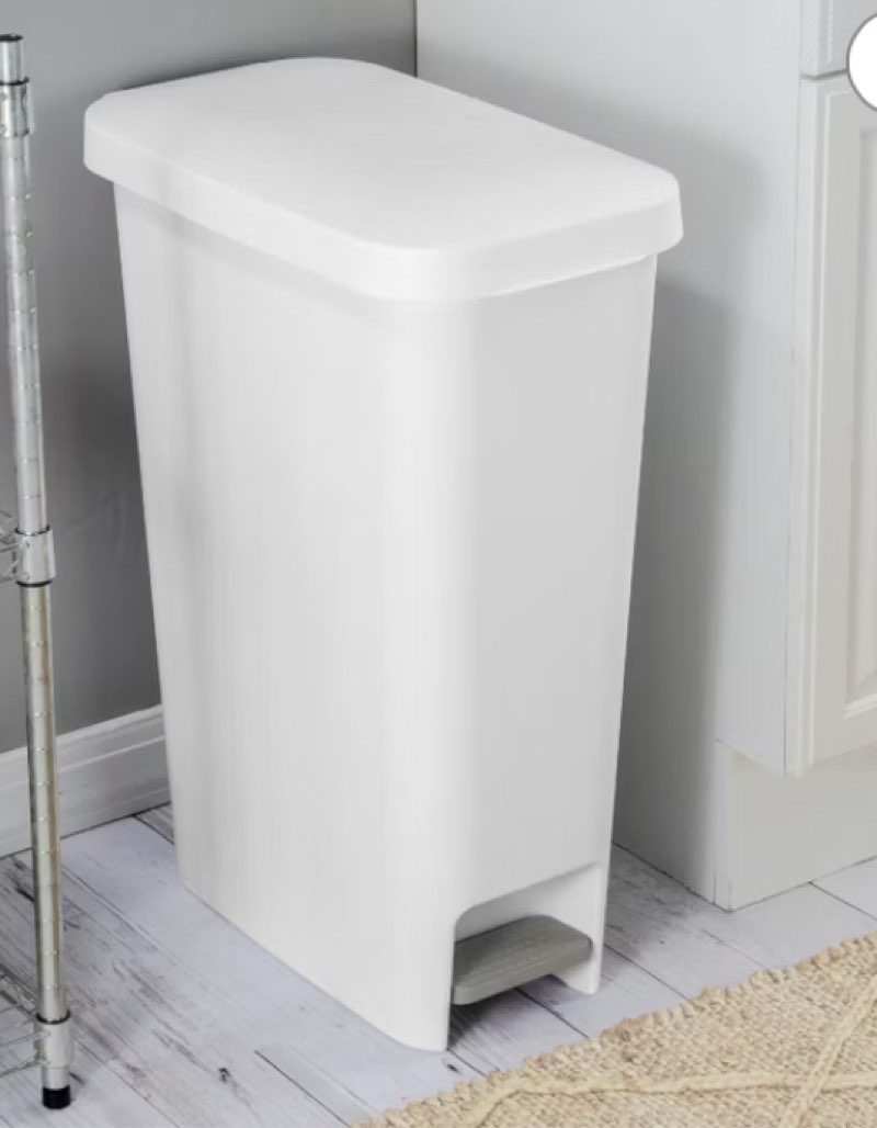 11gal Slim Step Trash Can - Brightroom™: White Pedal-Operated Lid, Textured Indoor Kitchen Trashcan, 11 Gallon Capacity