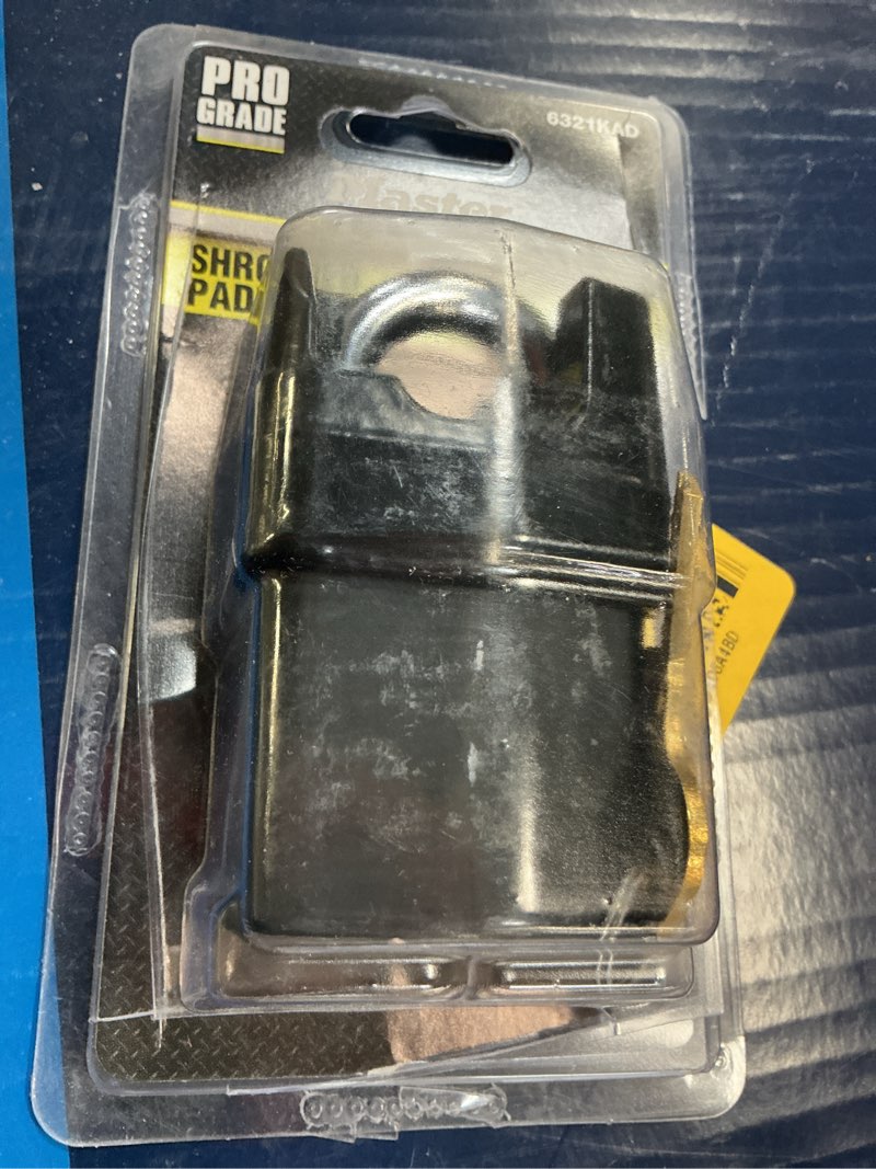 Condition photo showing As Is for master lock professional series keyed padlock, 2-1/8-in wide x 3/4-in shackle