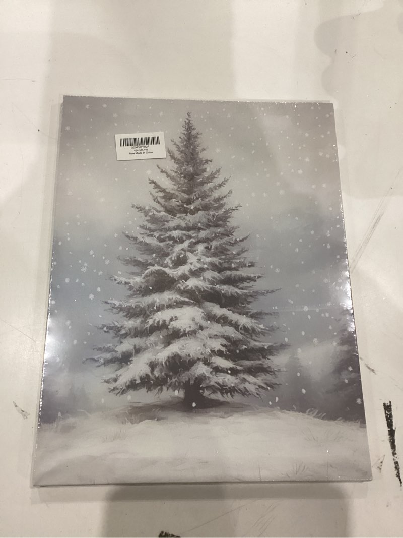 Condition photo showing New/Like New for OTKBD Vintage Christmas Town Wall Art Canvas Prints, Rustic Christmas Decor, Cozy Xmas Snowy Winter Village Poster Pictures Wall Decor for Home Bedroom Living Room, 15x12 Inch Ice skating 01