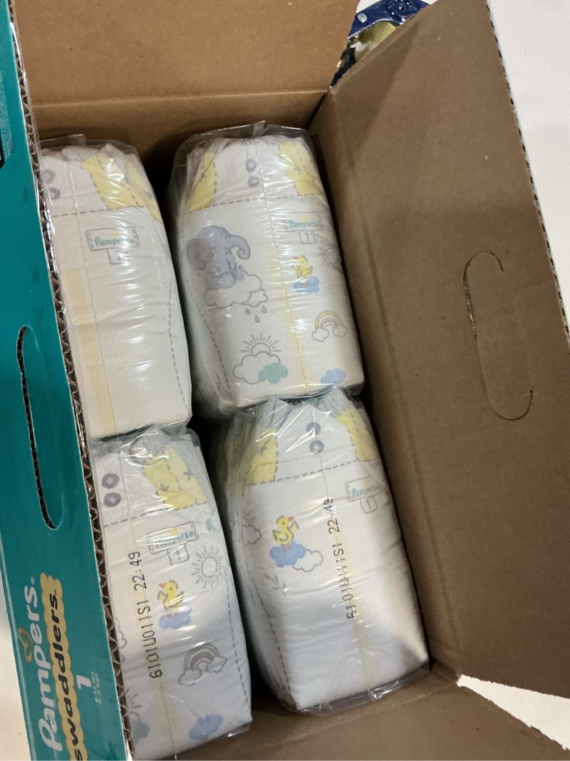 Condition photo showing New/Like New for pampers swaddlers diapers, size 1 (8-14 lbs), 96 count, absorbent, keeps baby dry and comfortable, skin safe disposable baby diaper (packaging may vary) size 1 96