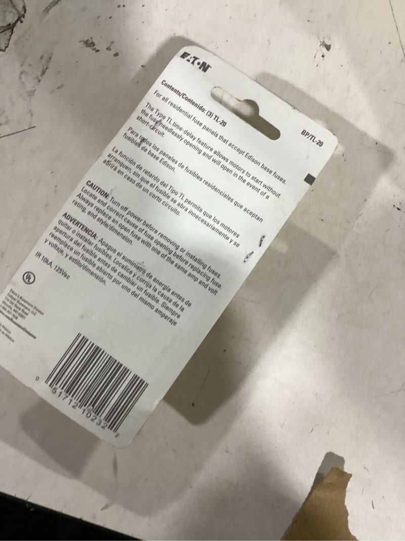 Condition photo showing As Is for Cooper Bussmann 3 -Pack 20 Amp Time delay Plug Fuse