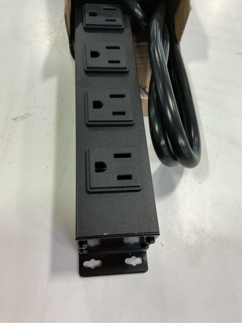 Condition photo showing Good Condition for HHSOET Metal 8 Outlet Mountable Power Strip, Wall Mount Outlet Heavy Duty, Wide Spaced Commercial Shop Power Strip with Switch, 15A 125V 1875W, 6 FT SJT 14AWG Power Cord.(Black) 1 Pack 6FT