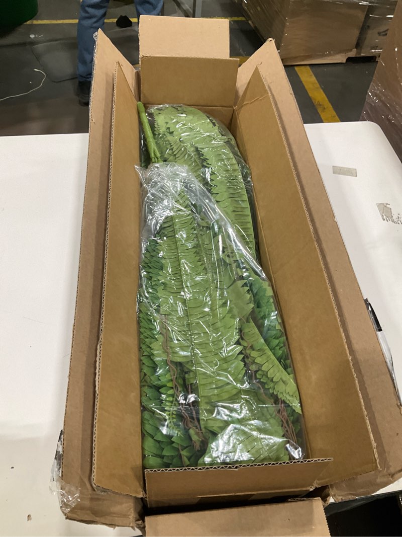 Condition photo showing Good Condition for cqure 50" large fake fern artificial ferns for outdoors,96 branches set of 2 realistic artificial boston ferns bush plant for indoor outdoor garden porch decor 50" 96 leaves-2pc