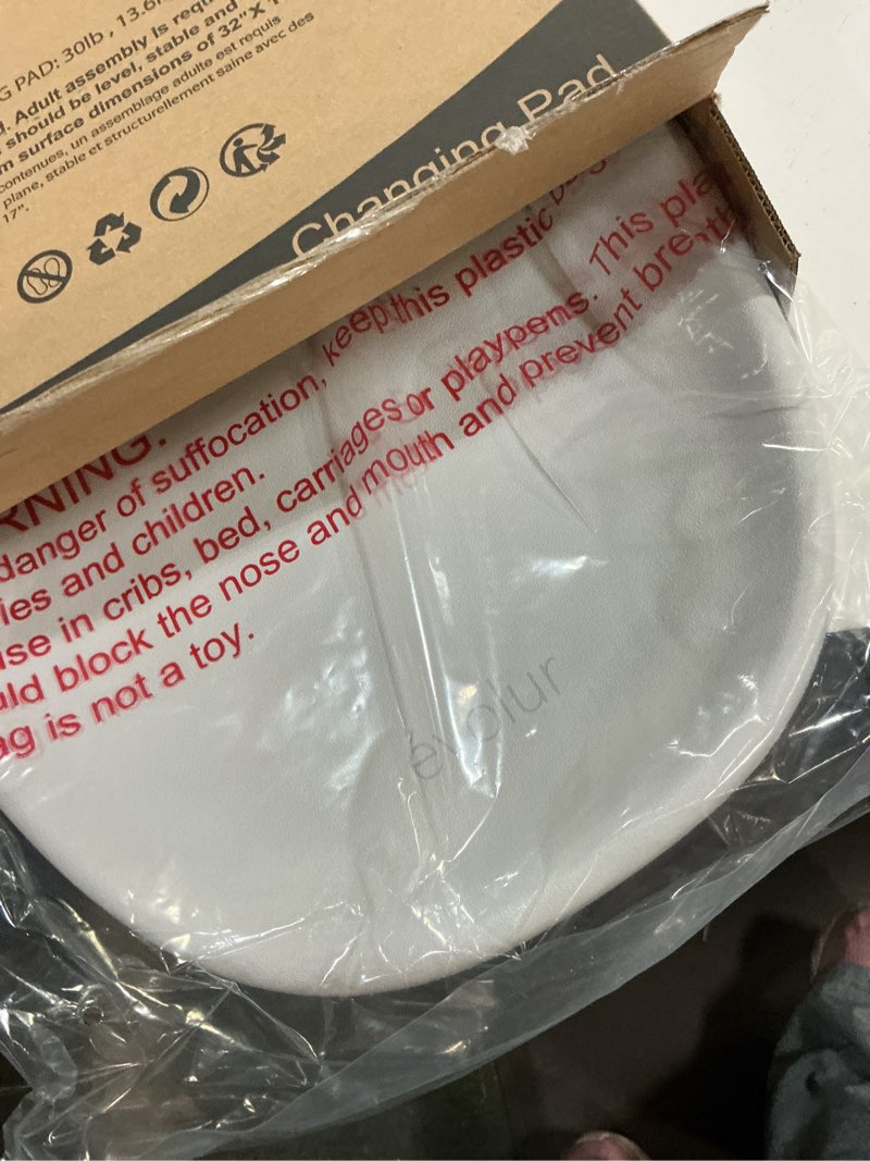 Condition photo showing Good Condition for evolur eva baby changing pad in light gray, soft, lightweight and portable changing pad, fits all changing table, waterproof firm padding