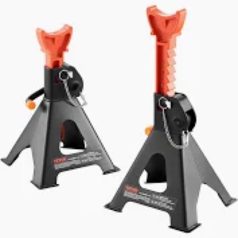 HENBOW Jack Stands?3 Ton Jack Stands with Solid Wheel Chocks?6600lbs Capacity,11"-16.33" Adjustable 