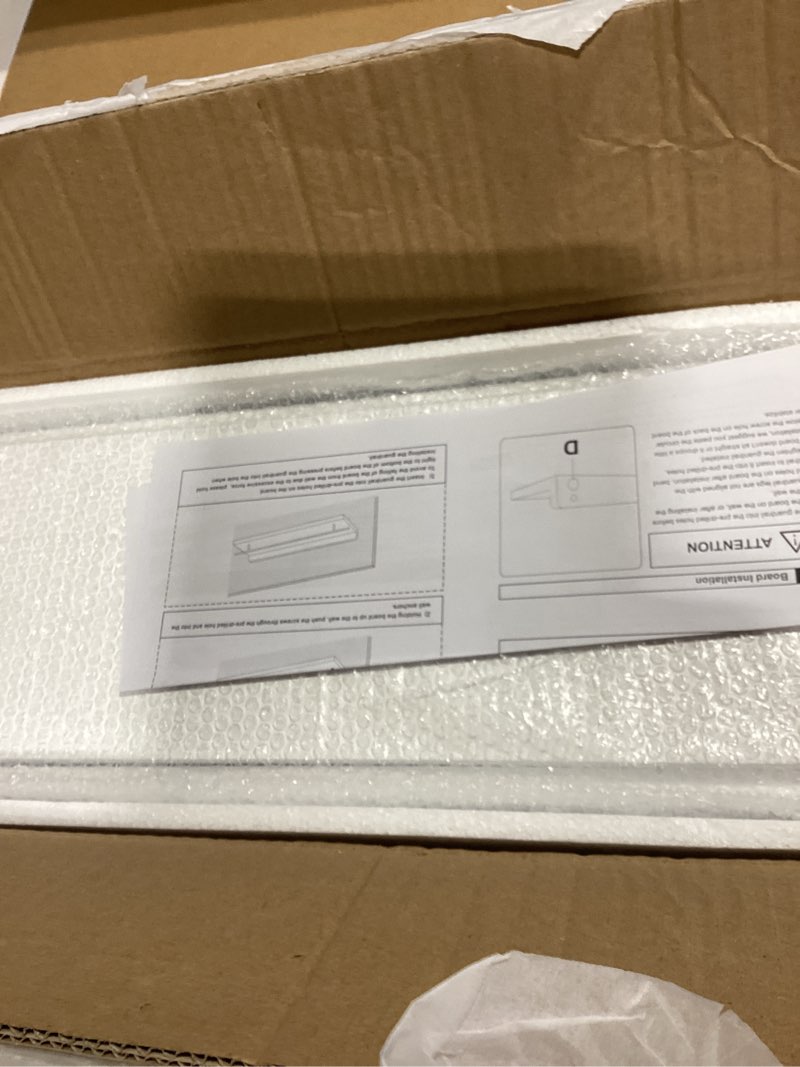 Condition photo showing New/Like New for wopitues floating shelves 24 inch with gold metal guardrail, shelves for wall decor set of 3, wall shelves for bedroom, bathroom, kitchen, living room, plants, picture frames, art- white and gold white and gold 23.6 inch