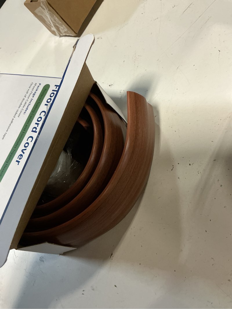 Condition photo showing New/Like New for floor cord cover 4ft, walnut wood cord hider floor, soft pvc cord protector floor, hide extension floor wire covers for cords, organizer wires floor cable cover, cable cavity: 0.47" (w) x 0.24" (h)