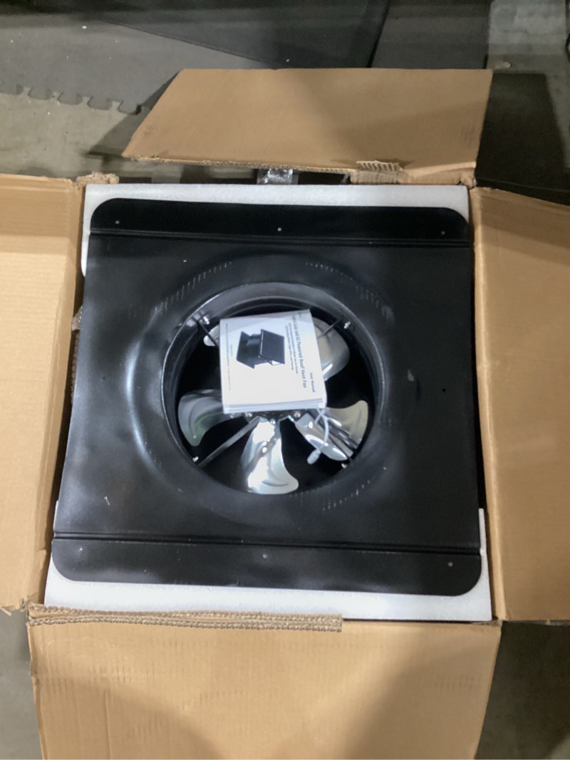 Condition photo showing Good Condition for hybrid solar attic fan with thermostat & remote, 12" solar roof vent fan | 55w solar panel + ac backup,1200cfm, cools up to 1800sq.ft | 24/7 dual power attic vent exhaust fans for house roof mount