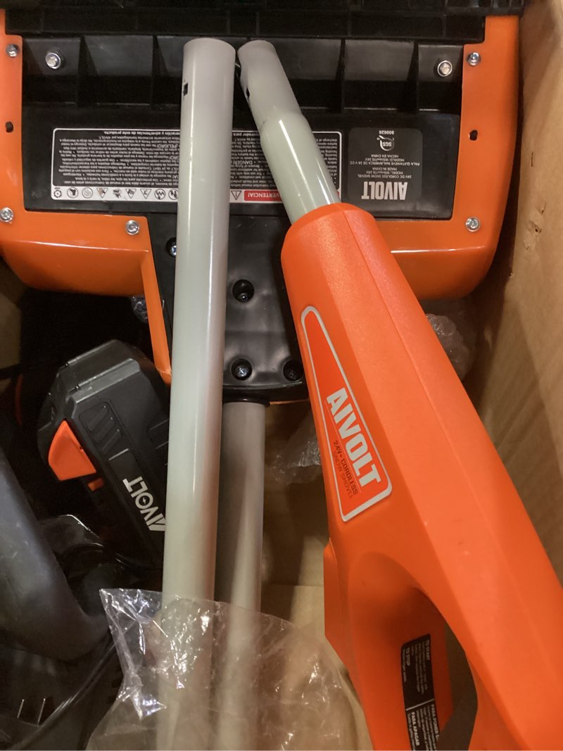Condition photo showing As Is for cordless snow shovel, 3500w battery snow blower with dual 6.0ah anti-freeze batteries & base plate, 25.6ft throw, 13inx7in brushless snow shovel with wheels for driveway sidewalk snow removal orange