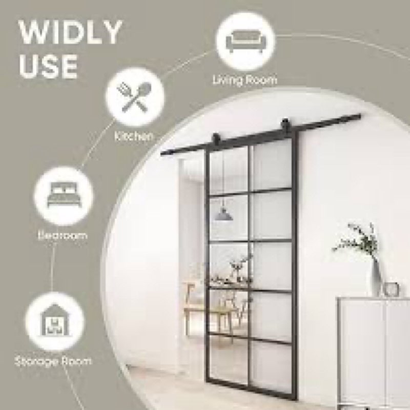 sliding door ( GLASS ONLY ) *MISSING DOORFRAME ,similar style to stock photo *