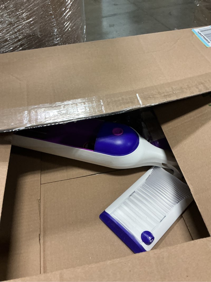 Condition photo showing As Is for Swiffer PowerMop Multi-Surface Mop Kit for Floor Cleaning, Includes PowerMop, 2 Mopping Pad Refills, 1 Cleaning Solution with Fresh Scent and 2 Batteries Purple and White