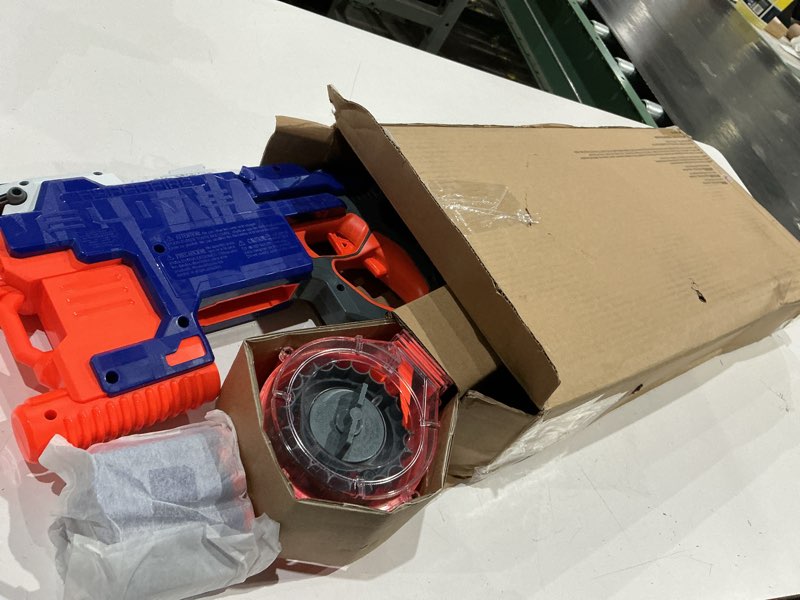 Condition photo showing Good Condition for nerf hyperfire motorized elite blaster, 25-dart drum, fires up to 5 darts per second, includes 25 official elite darts (amazon exclusive)