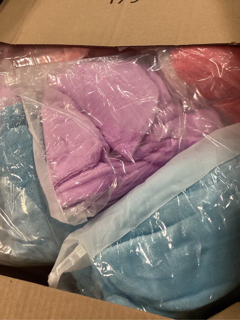 Condition photo showing Good Condition for 8 pcs valentine's fleece throw blanket for girl 40x60 in sleepover blankets for galentine's party wedding guest slumber favors cozy movie night blanket set(pink, light purple, rose red, light blue)
