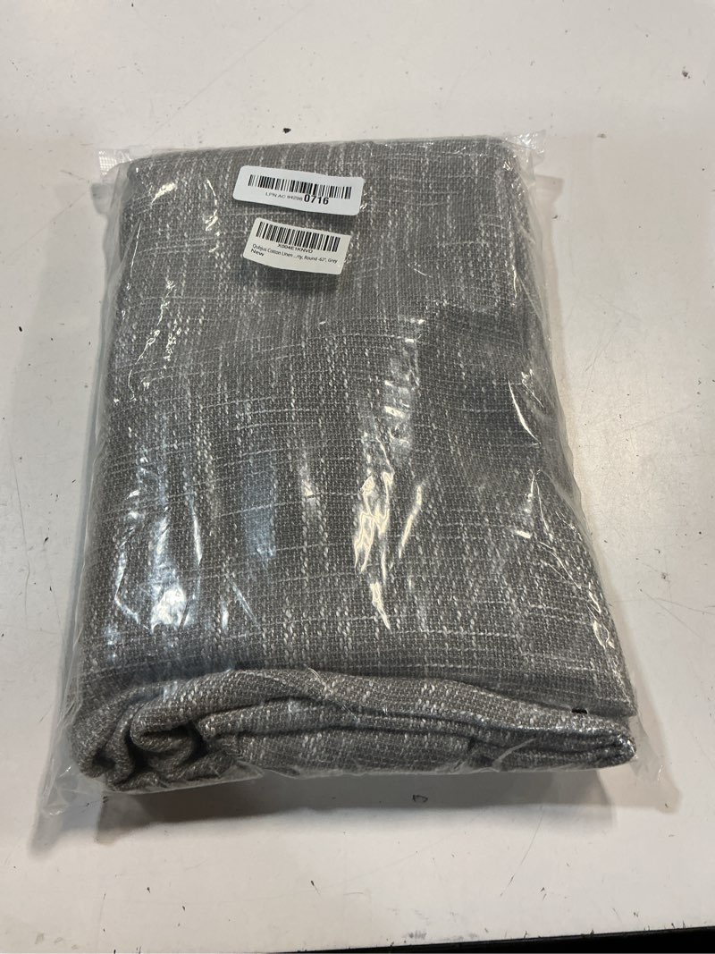 Condition photo showing New/Like New for qubjus cotton linen round tablecloth, farmhouse solid color table cloth wrinkle-proof heavy weight table cover for dining tabletop decoration party, round -62", grey grey 62" (round)