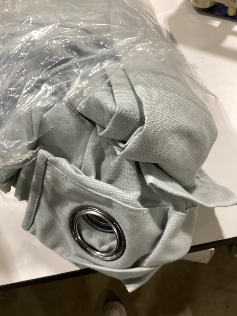 Condition photo showing Good Condition for nicetown light cyan linen curtains for kitchen, thick flax small window treatments semi sheer privac