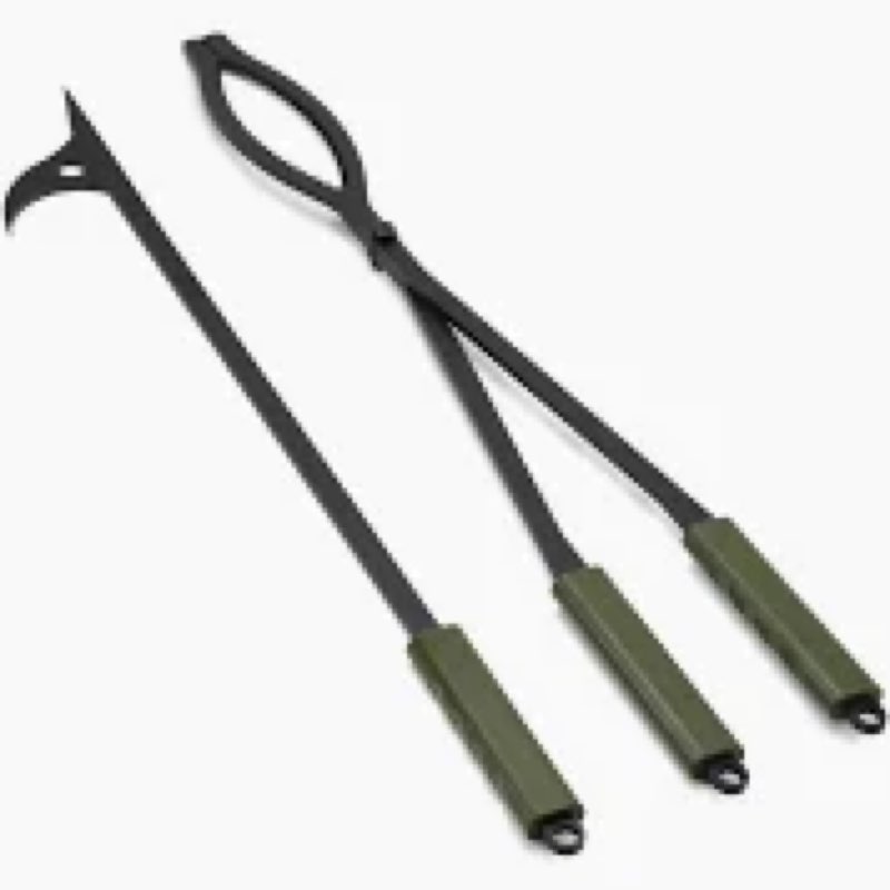 Stanbroil 28" Firewood Tongs and Fire Poker Set, Large Campfire Tongs Tool Set for Fireplace and Cam