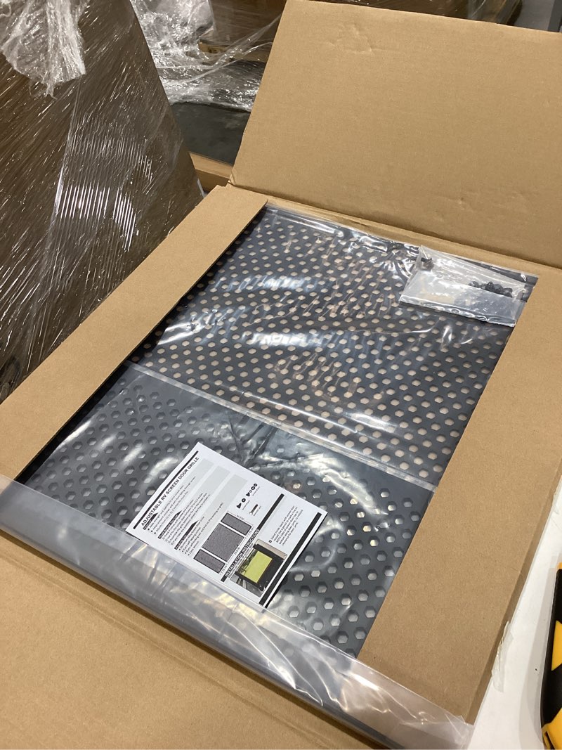 Condition photo showing New/Like New for aluminum alloy rv entry screen door grille adjusts from 22"- 31.5", adjustable rv door screen protector, black