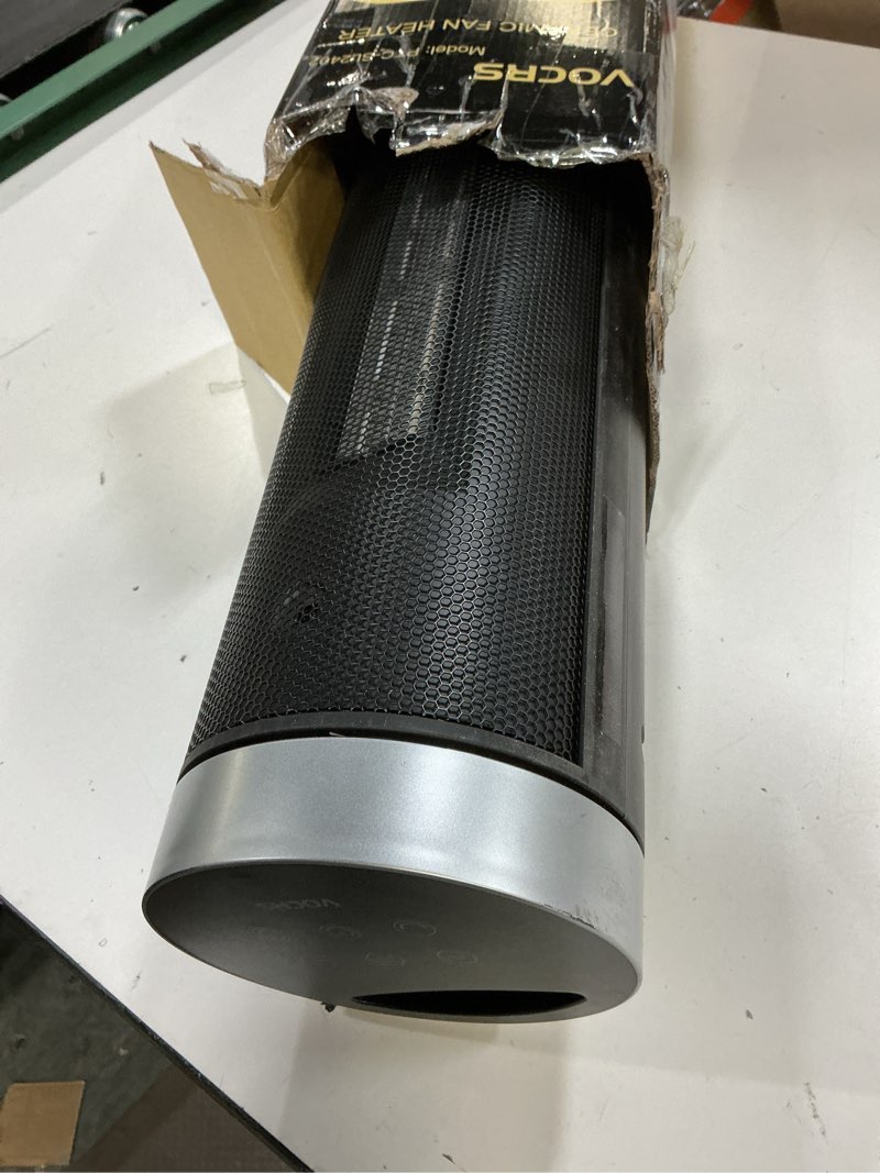 Condition photo showing As Is for space heater for indoor use with remote - 70° oscillating tower electric heater, 24 inchs, 12h timer, 1500w quiet ptc ceramic heating with thermostat, fast safety heat for office, home, bedroom