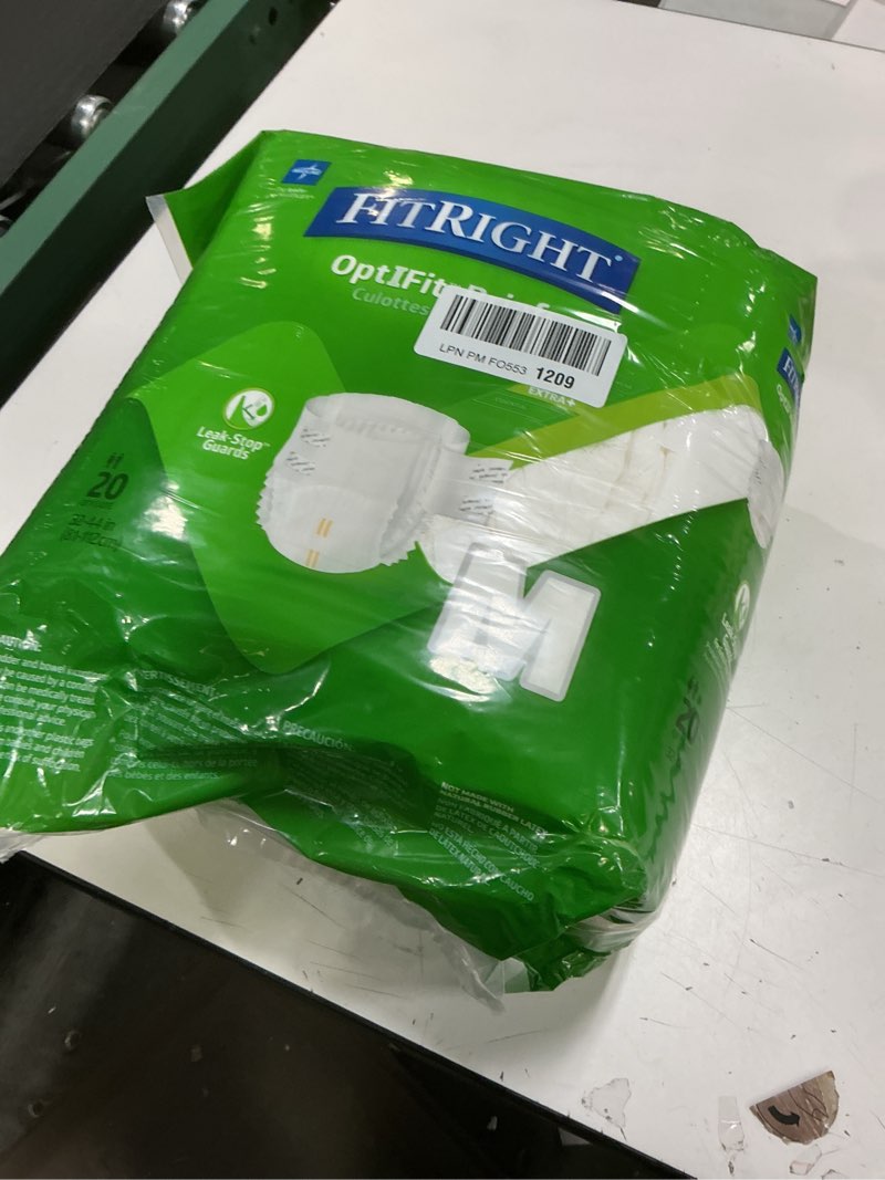 Condition photo showing New/Like New for FitRight Extra+ Adult Diapers, Disposable Incontinence Briefs, Leak-Proof Diaper, Absorbent Briefs For Men and Women, Maximum Protection, Medium, 32 – 44 in, 20 briefs per bag 20 Count Medium