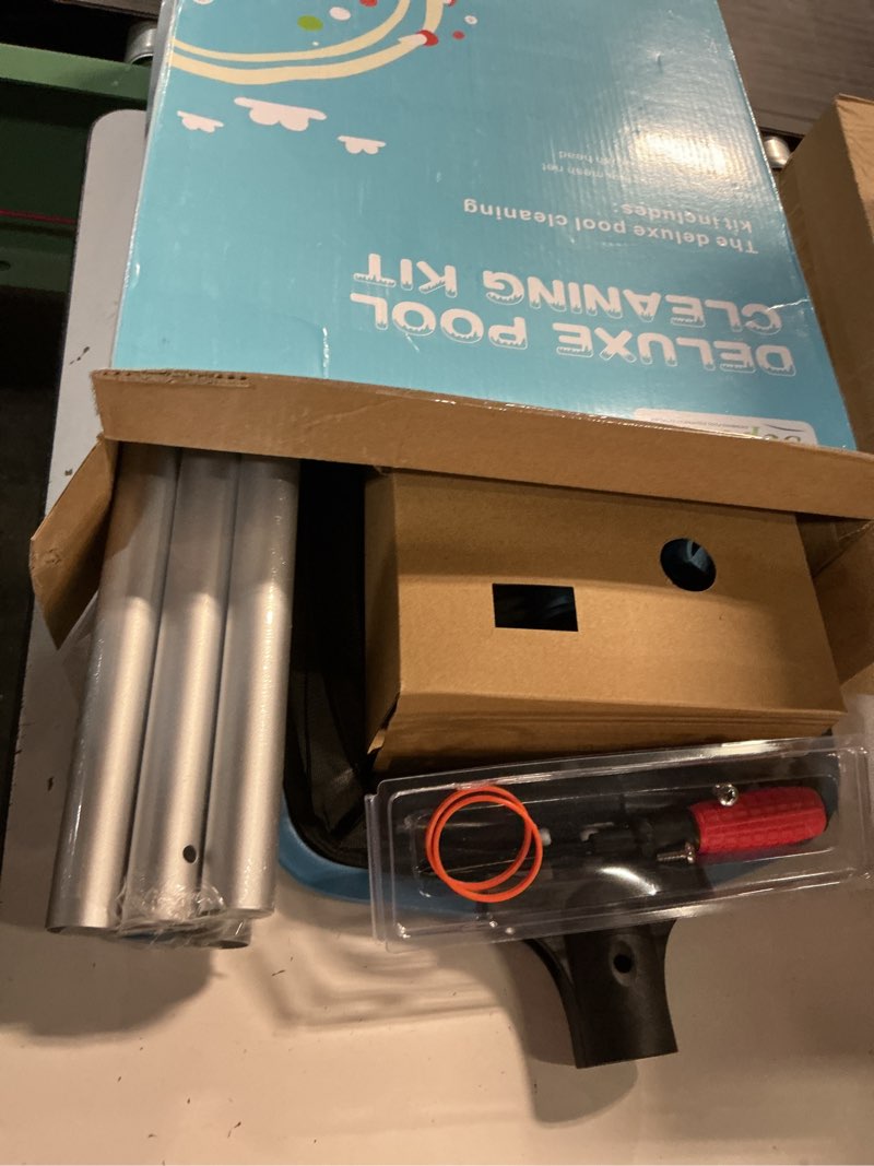 Condition photo showing Good Condition for sepetrel deluxe swimming pool cleaning kit including half-deep fine mesh pool leaf skimmer net,12" round pool brush head & 70.5" pole, for above ground pools,ponds,spas,hot tubs