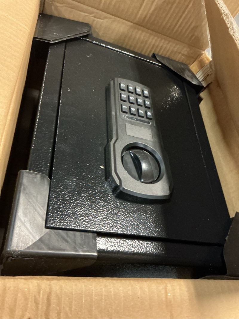 Condition photo showing Good Condition for 9.84"H Small Safe Box for Personal Privacy, 1.2 Cu Ft Security Safe with Fireproof Money Bag, Digital Safes with Combination Lock and Removable Shelf for Home Money Cash Medicine Documents 9.85"H x 9.85"D x 13.78"W